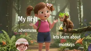 a brave girl exploring the jungle #kids #funny #fun #education #aiart #cartoon #monkeybanana 