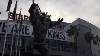 A tour outside Staples Centre in L.A.