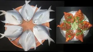white pomfret fish fry, The Silver pomfret cutting, Deep fry