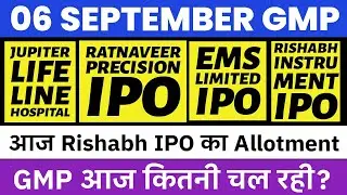 RATNAVEER IPO GMP TODAY | JUPITER LIFELINE IPO GMP | EMS IPO GMP | BASILIC FLY IPO GMP | RISHABH IPO