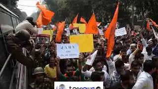 ABVP UNDER TAKES MARCH IN RESPONSE TO AISA MARCH FROM ART FACULTY , DU METRO STATION
