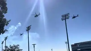 AH-64 &bull; Apache Flyover at Apogee Stadium, Denton, Texas Nov 2024