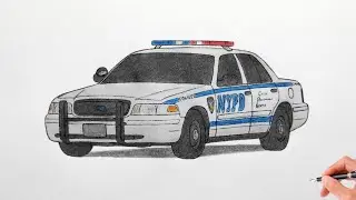 How to draw a FORD CROWN VICTORIA POLICE INTERCEPTOR 2002 / drawing ford NYPD police 1998 car