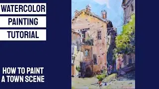 Watercolor Tutorial - How to Paint a Town Scene #UrbanSketch #sketch #dailyart
