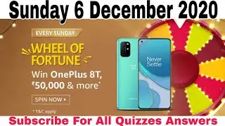 Amazon Every Sunday Wheel of Fortune Quiz|| Spin And Win || Win OnePlus 8T & Rs 50,000 ||