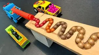 Marble Run Race ASMR #63 | Pop Tubes Marble With HABA Slope, Garbage Truck & Dump Truck