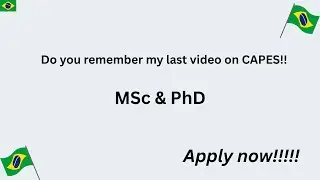 Do you remember my last video on CAPES!!! Apply now