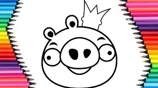 How to draw Angry Bird - Pig | Kids easy drawing
