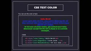 CSS Colors (CSS Color Names, CSS Background Color, CSS Text Color, CSS Border Color