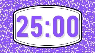 25 MINUTE PURPLE NOTEBOOK 📓 COUNTDOWN TIMER | NO MUSIC | DIGITAL ALARM | EMBED-FRIENDLY
