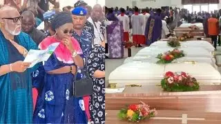 SEE MOMENT GOV. AKEREDOLU ẞURST INTO T£ÀRS AT MASS ẞÚRÍAL OF OWO CHURCH ÀTTÁÇK VÍCTIMS