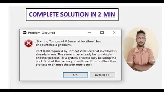 Port 8080 required by Tomcat v9.0 server at localhost is already in use. 