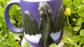 Tea set cup chameleon Toothless Gib with a tail spoon. Gift mug How to train your dragon AnneAlArt