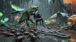 Xenomorph, a parasitic T. Ocellus, blood bugs/ticks, flying insects, and a plant-like organism