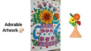 EASY FLOWER VASE DRAWING By Sreelatha Teacher For Intermediate Level Students.