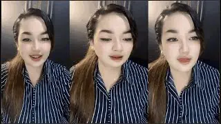 BUNDA CANTIK PUTIH GLOWING LIVE SANTAI MALAM PAKAI KEMEJA BIRU DONGKER