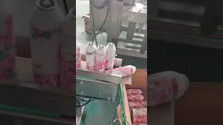(steam heating type) AILE Automatic Aerosol Cans Sleeving Line Test Video