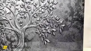 Elegant Silver Tree of Life &ndash; Metallic Relief Glass Wall Art