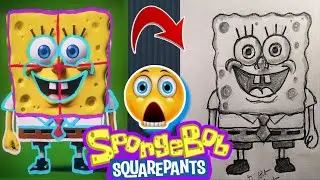 Drawing SpongeBob Step by step 🤯😂 with Hyper art Instinct 😅#draw #spongebob #howto 
