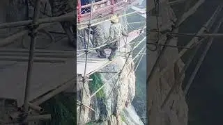 Construction workers on the cliff #infrastructure #technology #mountains