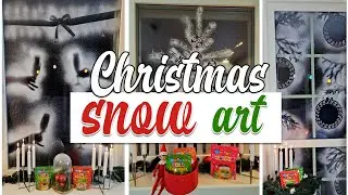 DIY Snow Windows for Christmas❄️ #snowgraffiti #christmas #snowart #snowspray #zollicandy