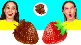 Real Food vs Chocolate Food Challenge | Awesome Kitchen Hacks by KaZaZa Challenge