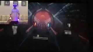 Me and friend have a stand off in Beat Saber (psvr)