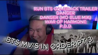 Reacting to BTS MV's RUN BTS CB TRAILER, DANGER(MO BLUE MIX), WAR OF HARMONE, P.D.D