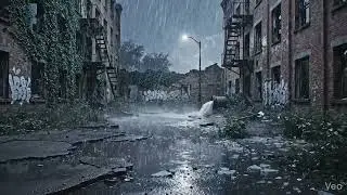 8 Hours of Heavy Rain Sounds for Sleep & Relaxation in Abandoned City