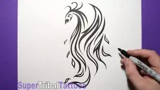How to Draw a Phoenix - Tribal Tattoo Design Style