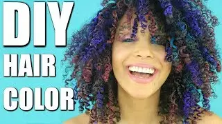 EASY COLORFUL TEMPORARY HAIR COLOR ON DARK CURLY HAIR |  DISCOCURLSTV