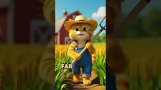 🌾 Farmer Cat in the Fields! | Cute Cat with Overalls 🐾🚜 #shorts