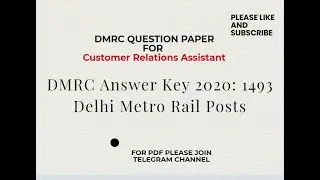 DELHI METRO | CUSTOMER RELATION ASSISTANT | QUESTION PAPER |