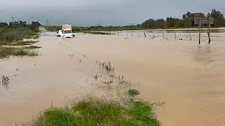 Flooded road at Kalbaskraal near Cape Town
