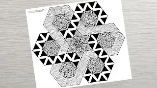 Geometric Mandala Art Step-by-Step Tutorial | Hexagonal Pattern Star Pattern | #vanithaarts #hexagon