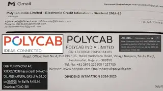 Polycab India Ltd Final Dividend Payment Official Email | Polycab India Dividend History 2025 |