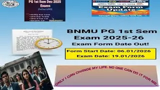 BNMU PG 1st Semester Exam Form 2026 Extended Date | UMIS Online | New Schedule.