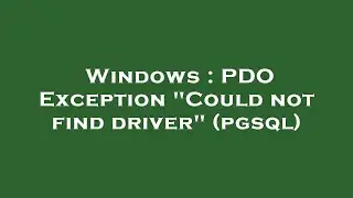 Windows : PDO Exception 