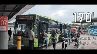 Chingay Parade diversions in JB  - Road closures and diversion for Svc 170 [Dir 1] (With commentary)