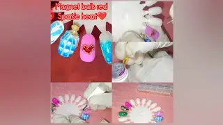Magnet balls sparkle Red heart &hearts;️#light purple gel polish #subscribemychannel #nailtutorial