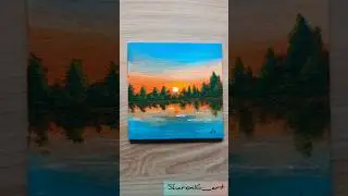 Easy Sunset Reflection#sunsetreels#youtubeshorts  #sunsetvideos #artist #howtopaint #sunsetpainting