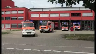 [Pressluft] Berufsfeuerwehr Freiburg Löschzug und HLF1 Einsatzfahrten an der Hauptfeuerwache
