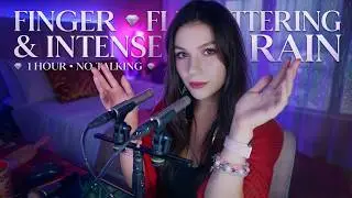 ASMR Finger Fluttering & Hand Sounds 💎 Intense Rain, 1 Hour No Talking