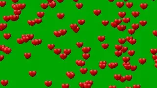 Love Hearts falling Background Green Screen Animation