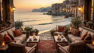 Cinematic Autumn Cafe Ambience | Sunset Seaside View for Deep Focus & Study