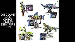 Mechanical Shark Building Set, Sea Life Crocodile Parrot Mantis Frog Manta Ray Building Blocks Light