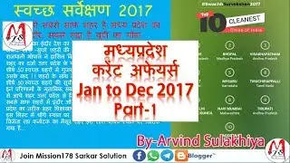 #1 MP Current Affairs 2017 Jan to Dec मध्यप्रदेश करेंट अफेयर्स  in Hindi