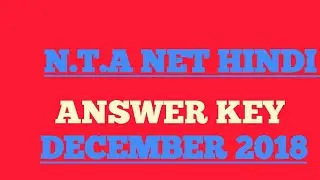 N.T.A NET HINDI Paper-2 Answer Key 2018