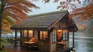 Autumn Jazz by the Riverside Caf&eacute; &ndash; Cozy Indonesian Small Town Ambience with Gentle Rain 🍁🌧️🎷