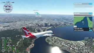 Flying over Perth CBD in Microsoft Flight Simulator